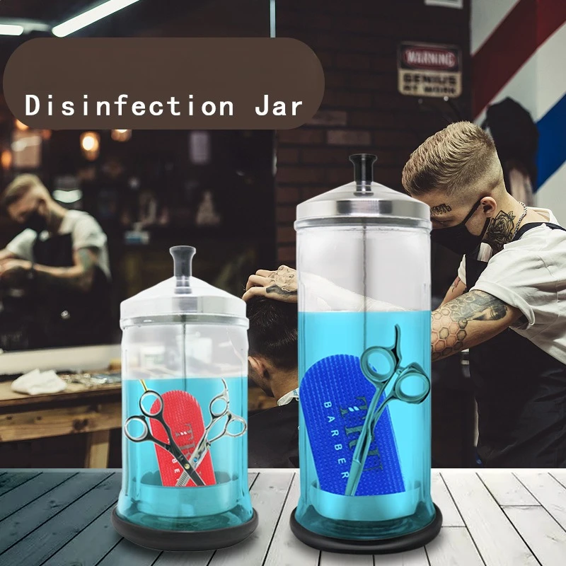 1/1.5L Beauty Hair Beauty Sponge Bottom Stainless Steel Glass Disinfection Jar Filter Clean Sterilization Container Salon Tools
