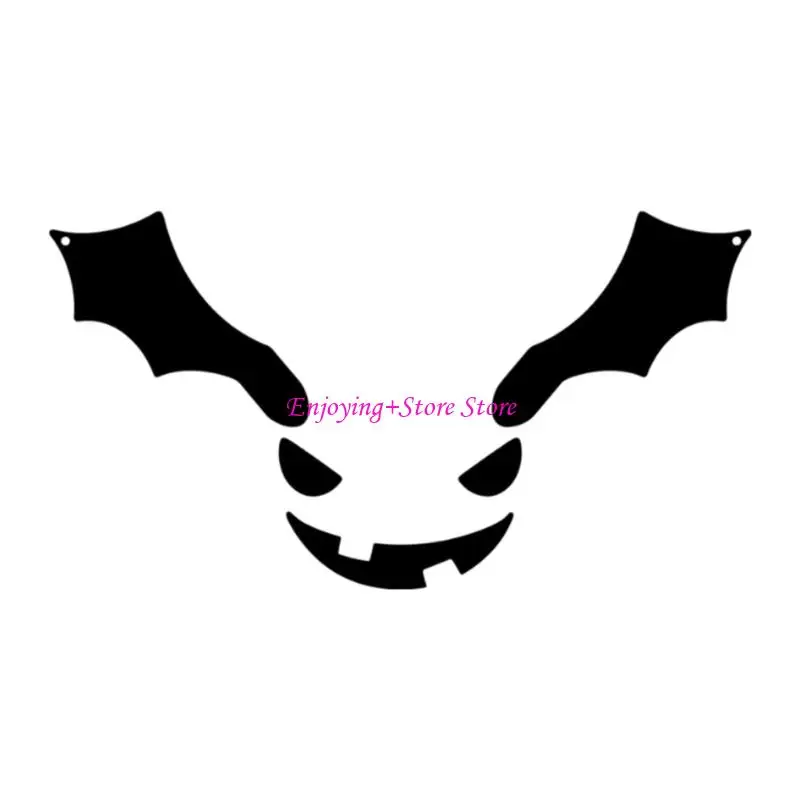

G6DA Halloween Ornaments Halloween Metal Pumpkin Inserts Set Easy Installation Theme Reusable Decoration for Home