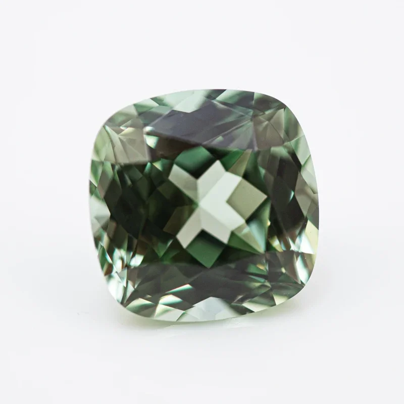 Lab Grown Sapphire Green Color Square Cushion Shape Gemstone For Charms Diy Jewelry Making Materials Selectable AGL Certificate