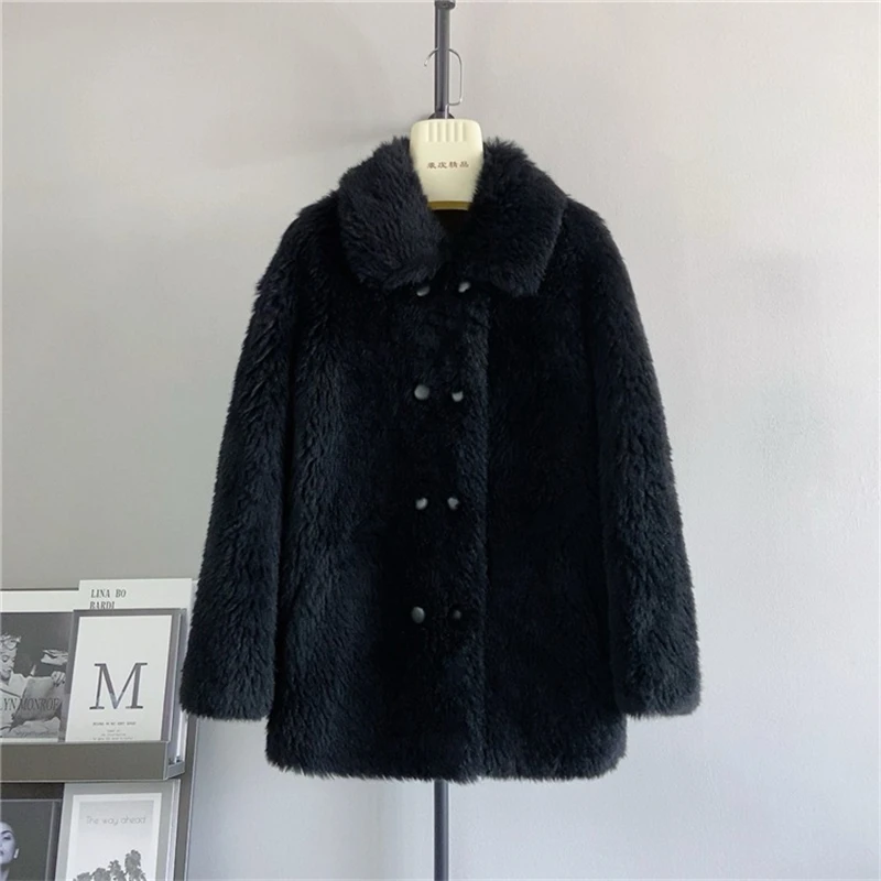 

2023 Winter New Women Toca Lamb's Wool Mid-length Coat Sheep Shearling Young Models Thickened Warm Jacket PT430