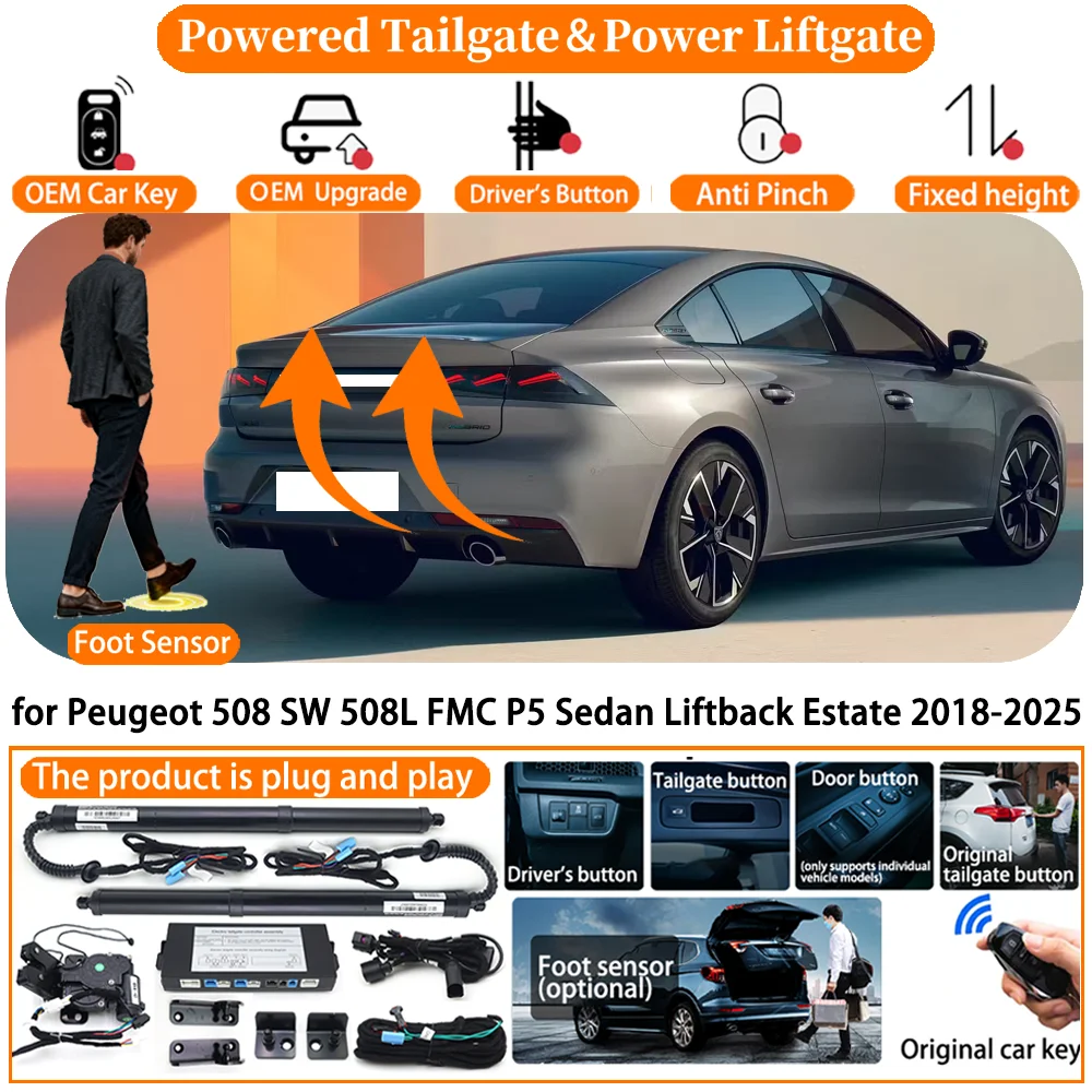 

Powered Tailgate for Peugeot 508 SW 508L FMC P5 Sedan Liftback Estate 2018-2025 Auto Electric Power Tailgate Tail Gate Lift kit