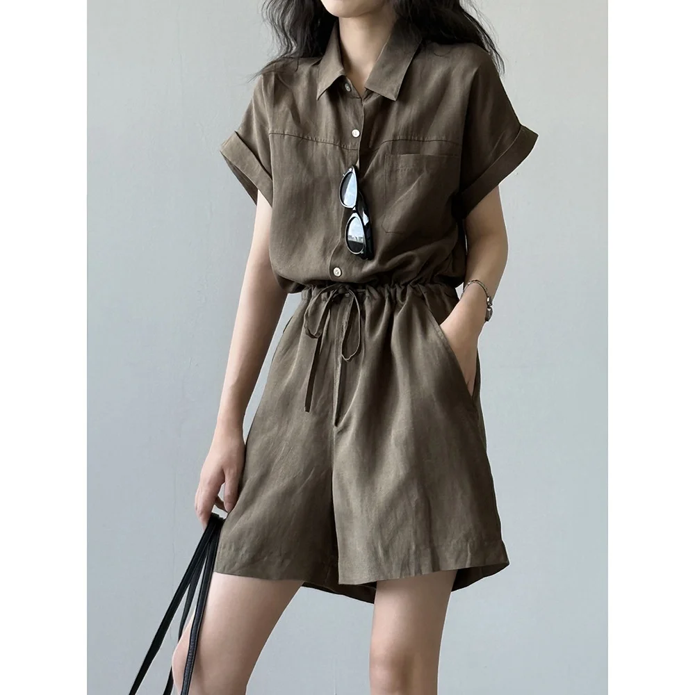 

Yanuang Linen ort Sve Rer Women Summer New Simple Loose Waist Belted orts 82533 Straight Cut High Waist