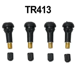 4X TR413 Steli valvole per pneumatici per ruote auto tubeless con tappi Valvole in gomma per pneumatici con tappi antipolvere Ruote Pneumatici Parti