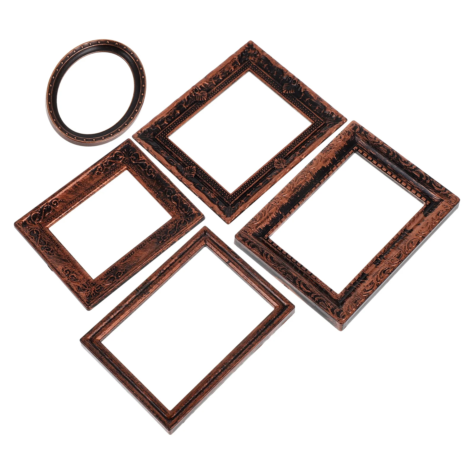 

5 Pcs Bronze Picture Frame Mini Frames Vintage Gold Metal Photo Baroque Holder Craft