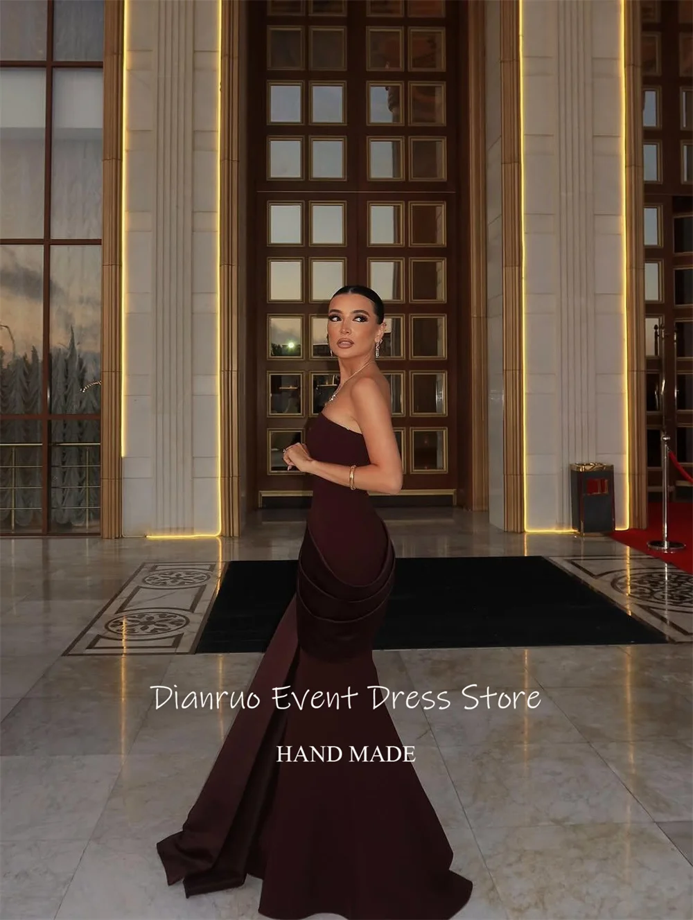 Dianruo Drapieren Liebsten Meerjungfrau Formale Abendkleid Ausgestattet Satin Vestidos De Fiesta Bodenlangen Hochzeit Party Kleid Angepasst