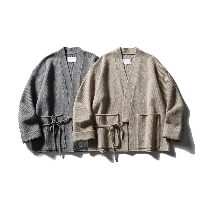 

Knitted Kimono Cardigans Sweater Men Women Japanese Streetwear Vintage Loose Casual Cargo Sweaters Coat Cityboy Knitwear Jacket