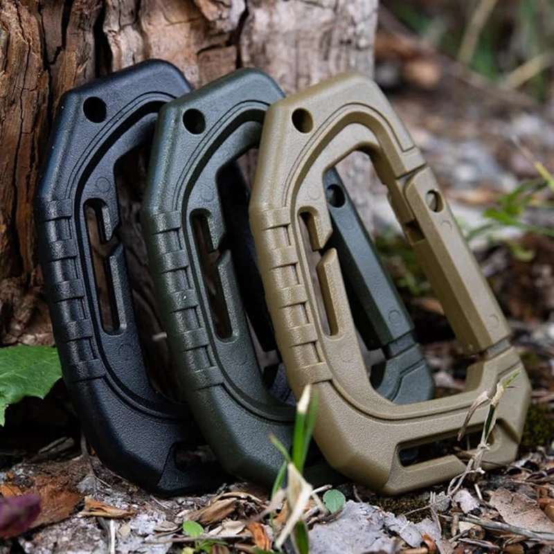 Military Plastic Tactical Carabiners - Multi Purpose Carabiner Clip Tactical D Ring - Plastic D-Clips Pack of 5