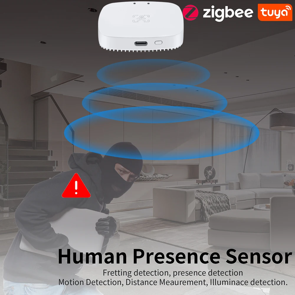 Tuya Smart WiFi/ZigBee Human Presence Detector Wave Radar Detection Sensor Light Luminosity 2 IN 1 Function Remote Monitor