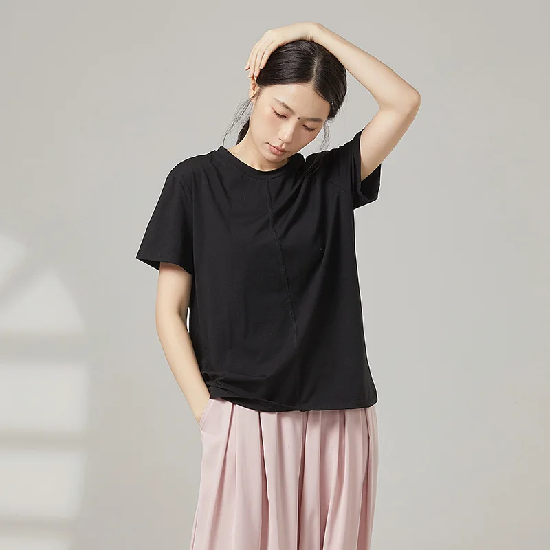 Women's Modern Dance T-Shirt Adult Loose Cotton Yoga Top Short Sleeve Performance Basic Dancing Costume Running Fitness Clothing