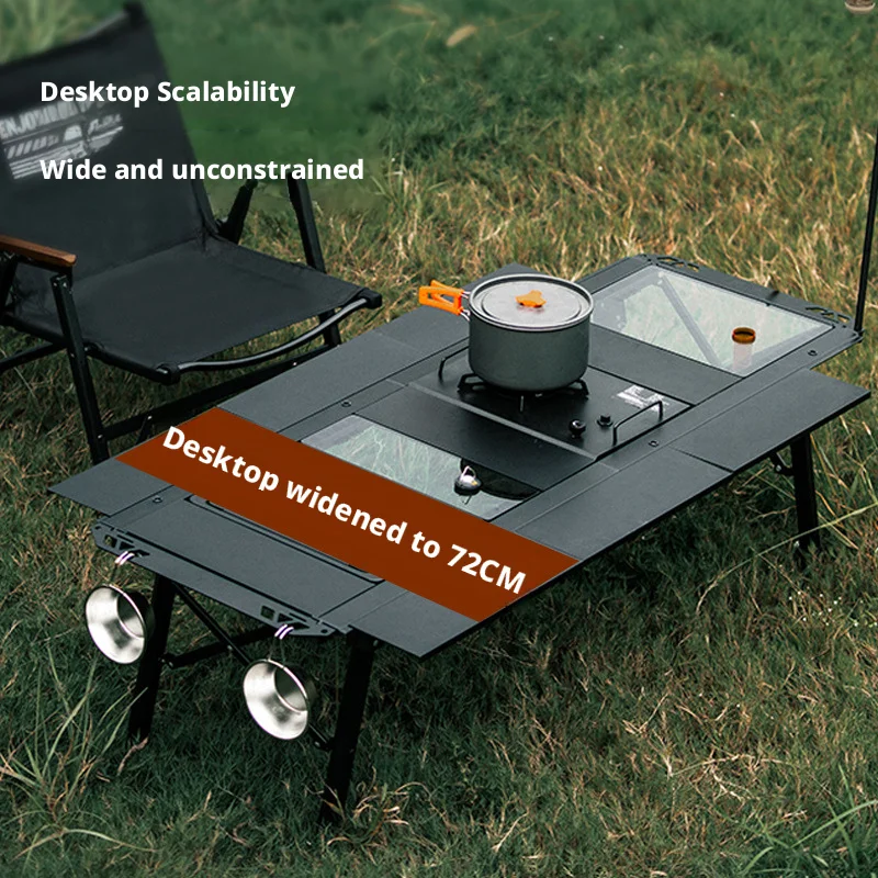 Outdoor Ultra-Light Aluminum Alloy Tactical Table-2-Fold 5-Unit Adjustable Portable Camping Picnic Folding Table Chair Weather