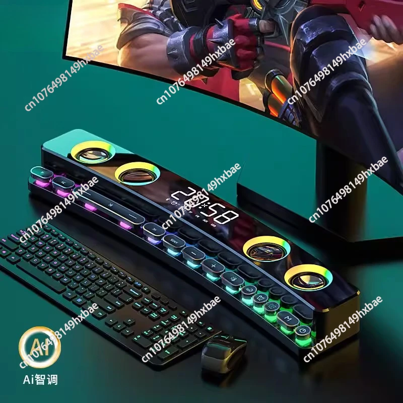 [Upgrade Ai Clock]  Wireless Bluetooth Speaker Subwoofer Computer Desktop Game New Desktop Audio