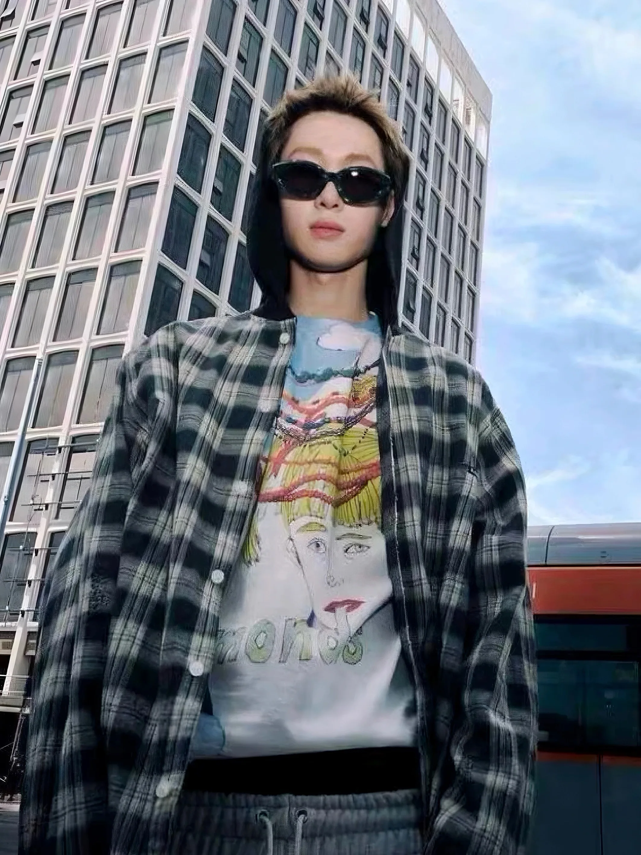 Vintage Destroyed Plaid Hooded Shirt Loose Fit Street Style for Boys And Girls Breathable Cotton Long Sleeve Button up