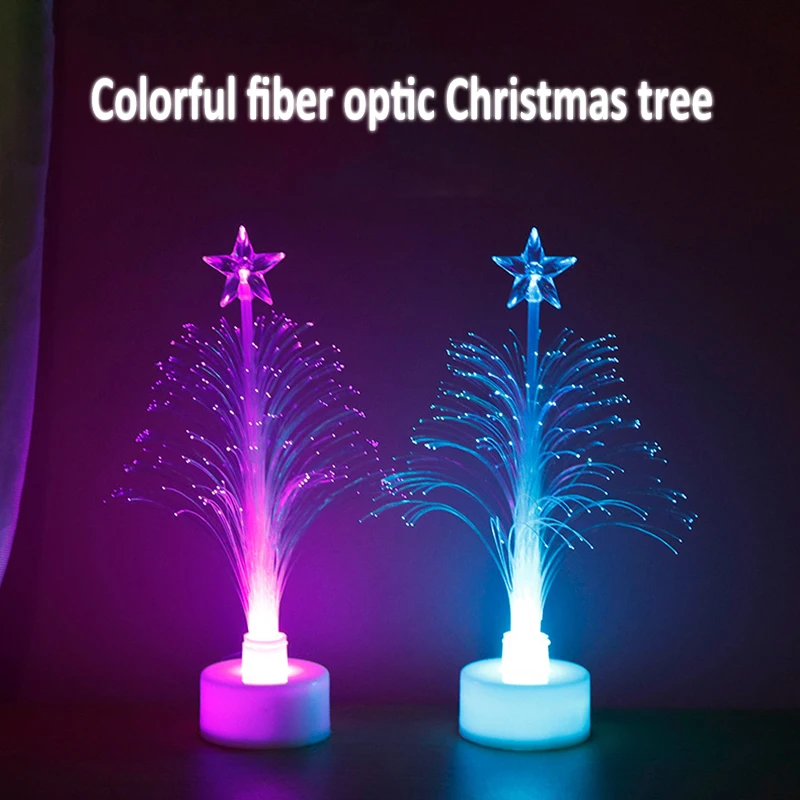 LED Christmas Fiber Tree Color-changing Fiber Tree Luminous Fiber Optic Christmas Tree Night Light Festival Decorative Lamp 1 PC