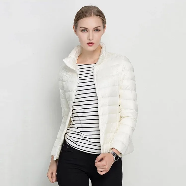 Women Winter Slim Fit Stand Collar Long Sleeve Zipper Jacket with Pocket Elegant British Style Women's Parkas Female Outerwear