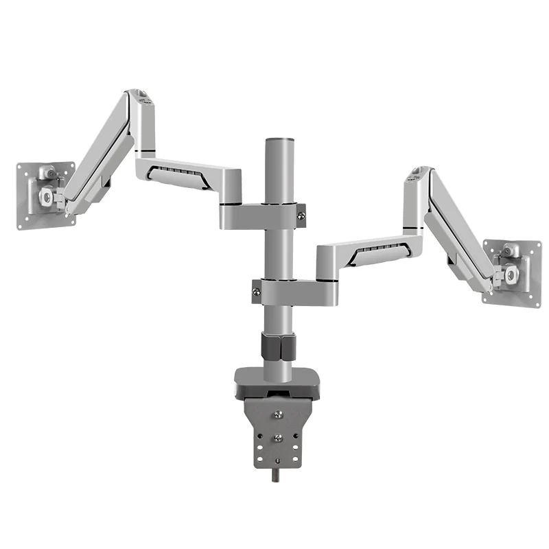 Swelix H11G Gray Dual Monitor Stand Mount 17 36 Inch Articulating Gas Spring Computer Monitor Arm For Desk Maximum 90 Degrees