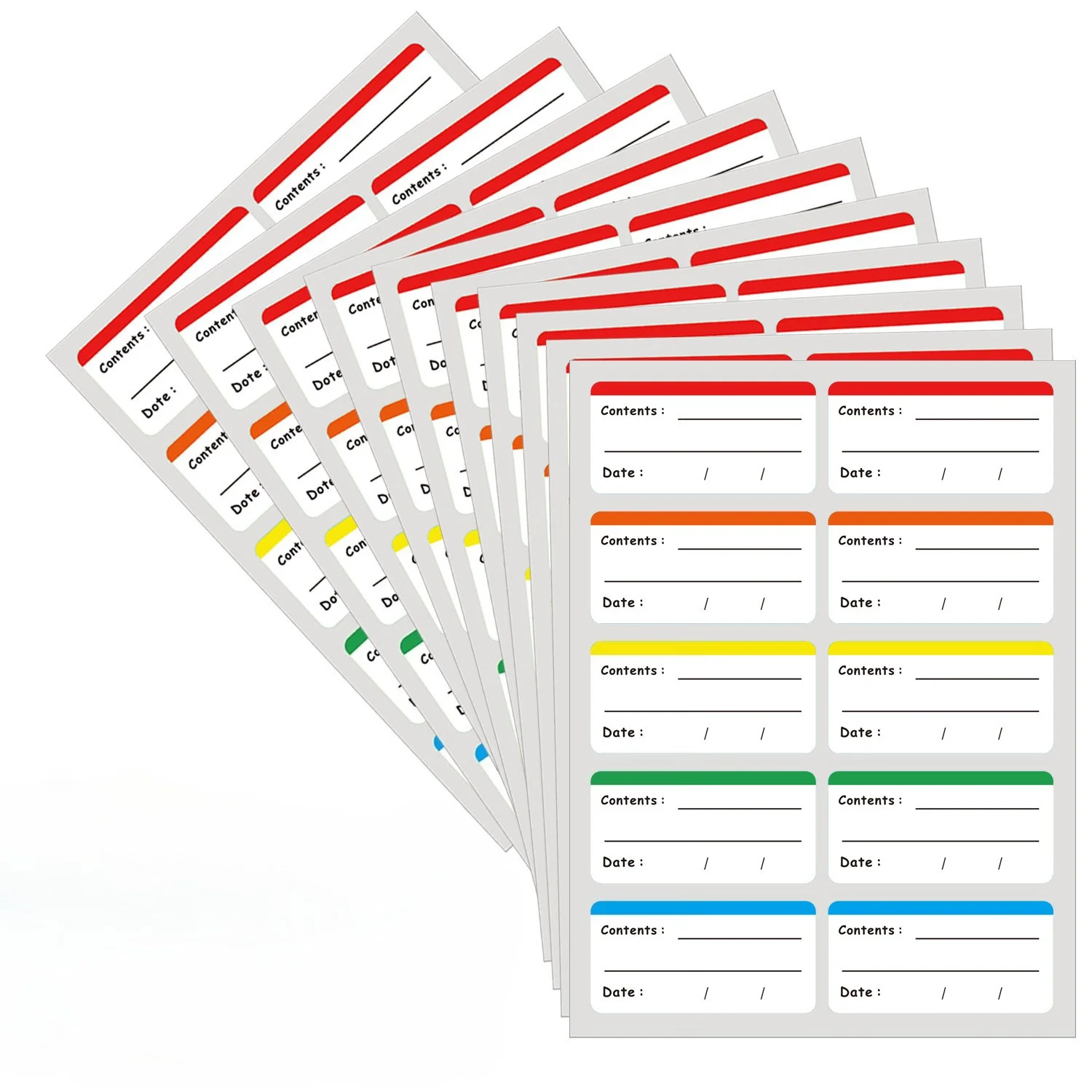 5sheets/50pcs Colorful Removable Freezer and Food Storage Labels Assorted Box Labels for Kitchen Organization