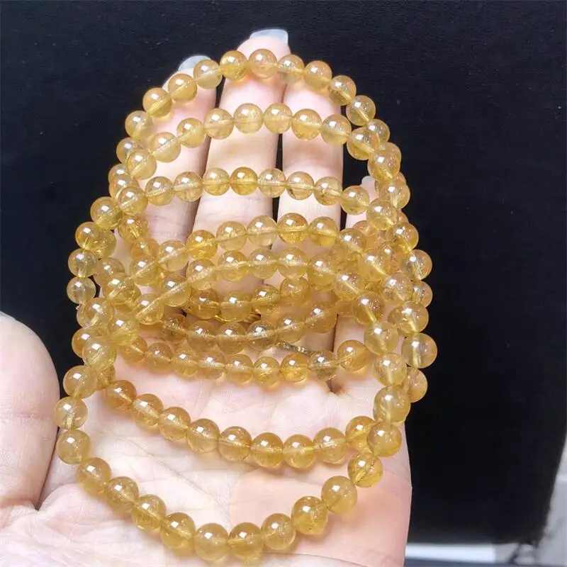 

6.5MM Natural Yellow Tourmaline Bead Bracelet Charms Handmade Fortune Energy Mineral Woman Amulet Jewelry Gift 1PCS