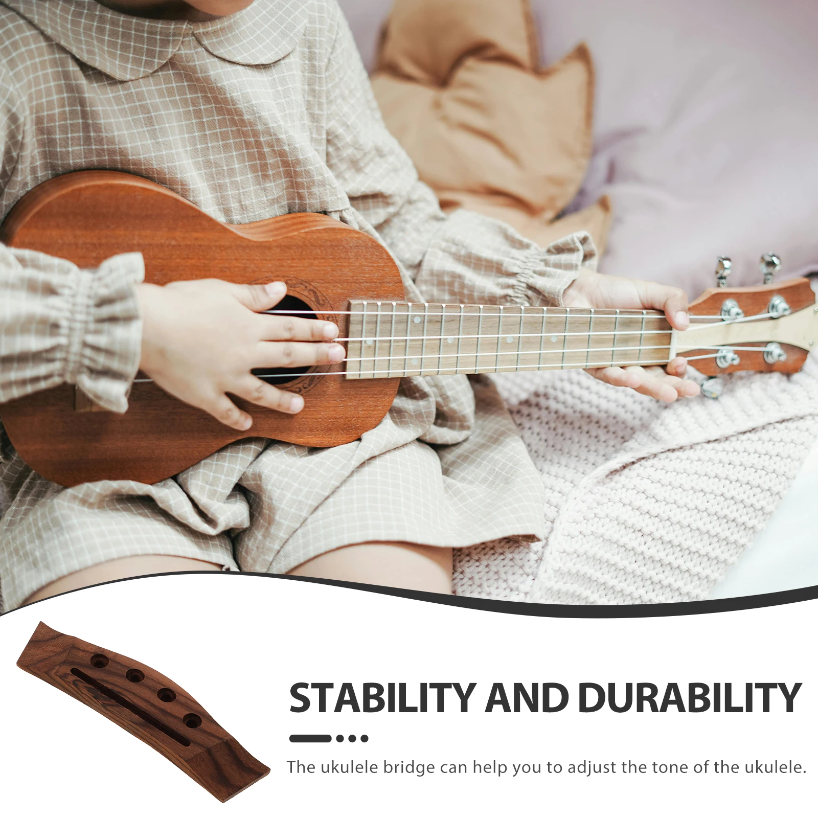 

Wood Ukulele Bridge Replacement Stable Durable Part High Quality Smooth Surface Bridge for Ukulele Parts Accessories