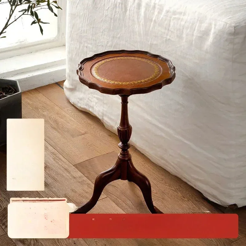 Sheepskin classical movable sofa small edge table solid wood American coffee table retro corner table