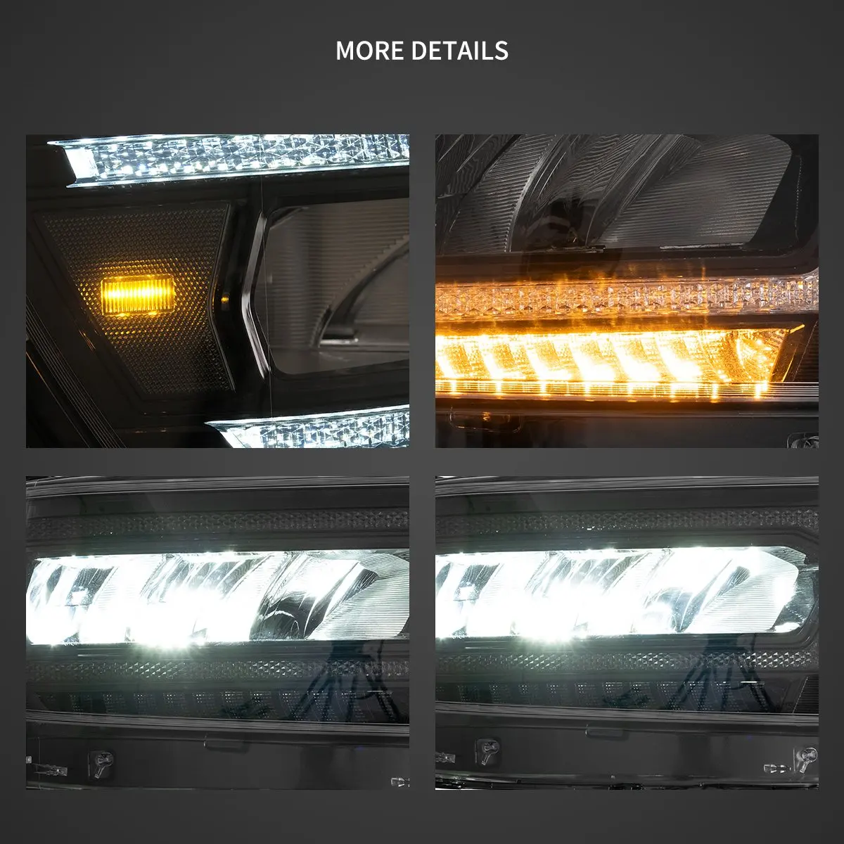Vland 19-24 Ram 1500 5th Gen (DT) LED Reflection Bowl HeadLights Chrome Assembly