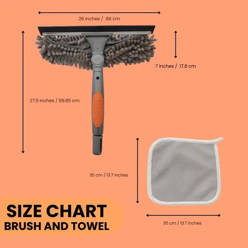 طقم تنظيف السيارة والمنزل مكون من 4 قطع، فرشاة مزدوجة الجوانب 2 في 1 + 3 مناشف ماصة، خدش، آمنة للزجاج والبلاط والأسطح التلقائية، طقم غسيل السيارات