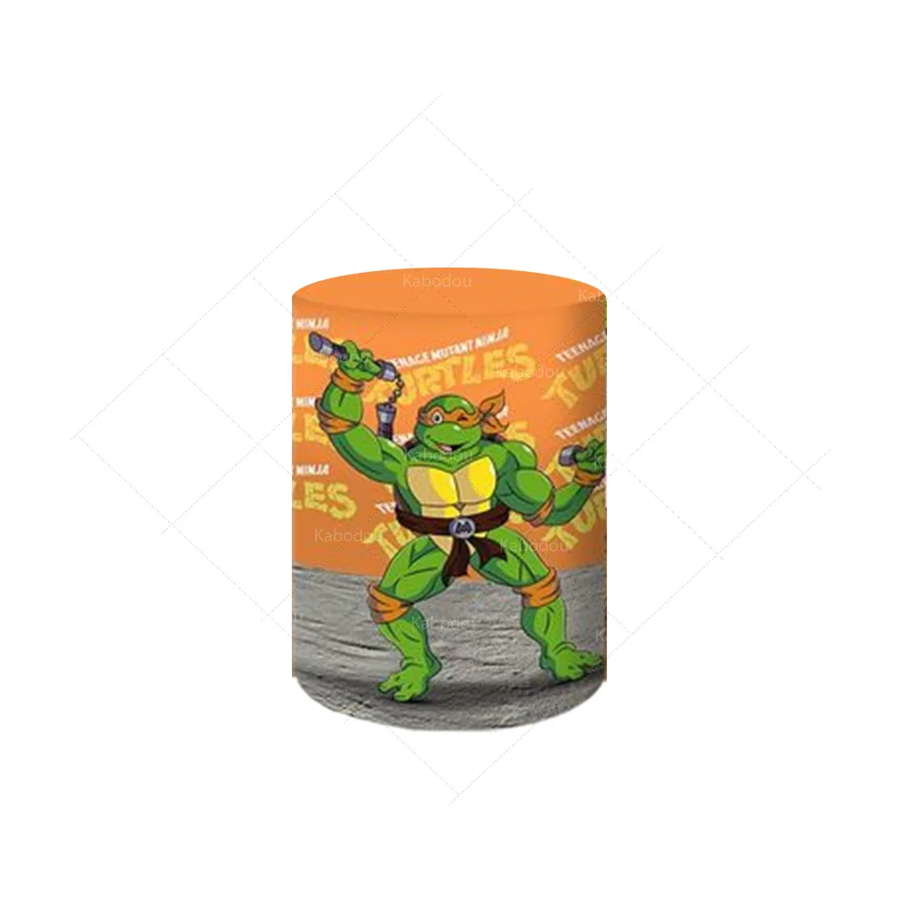 Teenage Mutant Ninja Turtles Round Backdrop Decoration Boy Birthday Party Background TMNT Photo Cylinder Cover Elastic Banner