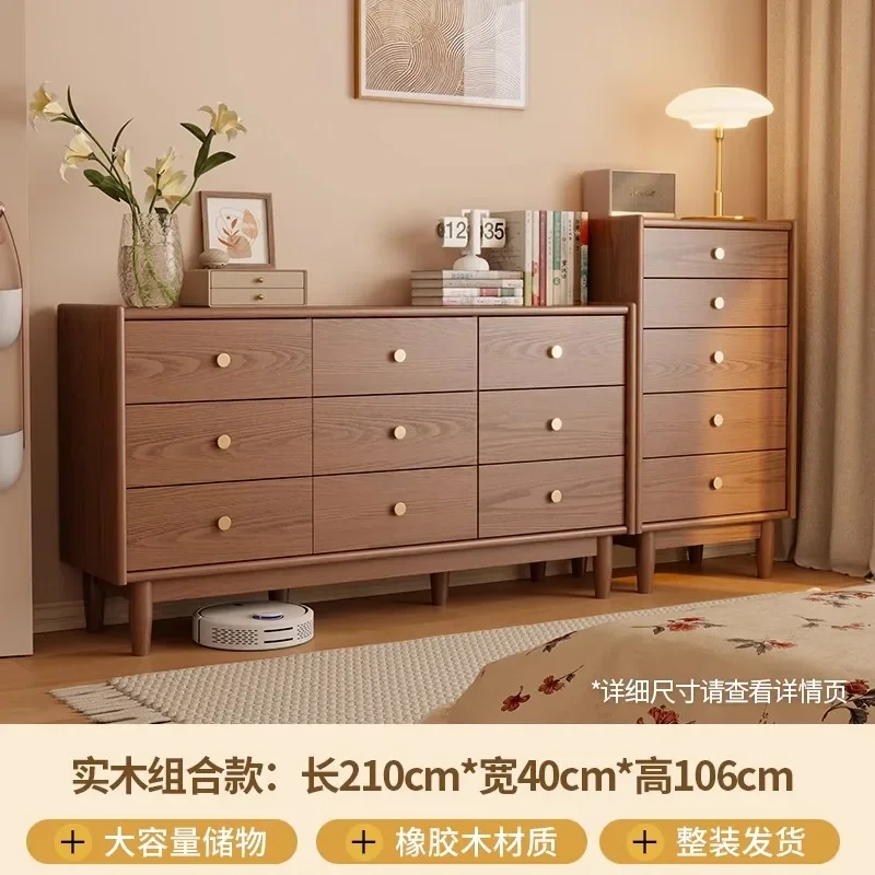 

HJ solid wood bedroom bedside drawer chest living room wall storage storage cabinet