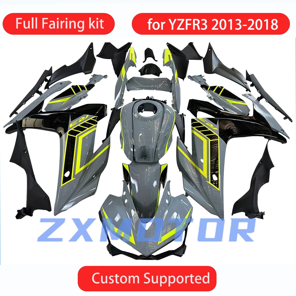 

Для YAMAHA YZFR3 2013 2014 2015 2016 2017 2018 обтекатели кузова YZF R3 13-18 ABS инъекционный пластик комплект обтекателя мотоцикла