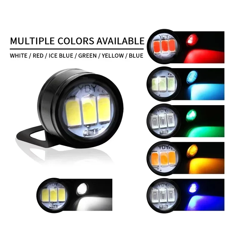 1-2pair Super Bright Motorcycle Led Light Strobe Flashing Eagle Eye Light Spotlight Reverse Brake Light Fog Lamp 12V White