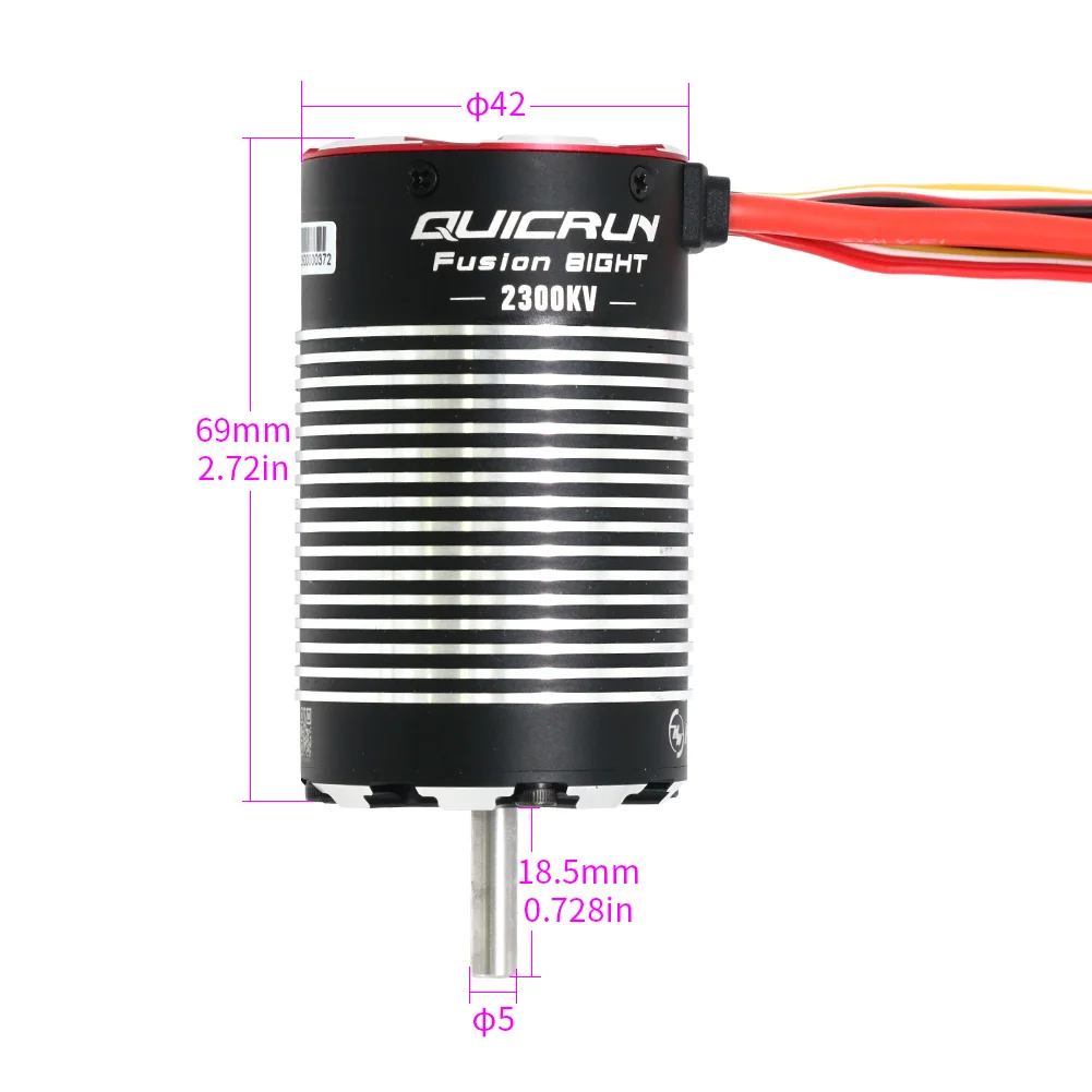 HOBBYWING QUICRUN Fusion 8IGHT 2-IN-1 80A 2300KV محرك مستشعر بدون فرشاة ESC متكامل لـ 1/8 RC Car Rock Crawler