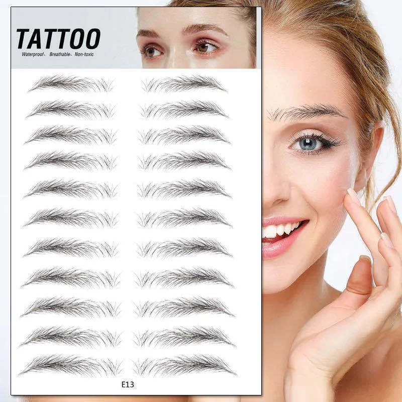 Kosova4D Haarähnliches Augenbrauen-Make-up, wasserfester Augenbrauen-Tattoo-Aufkleber, langlebig, natürliche gefälschte Augenbrauen, Kosmetik, permanente Augenbrauen