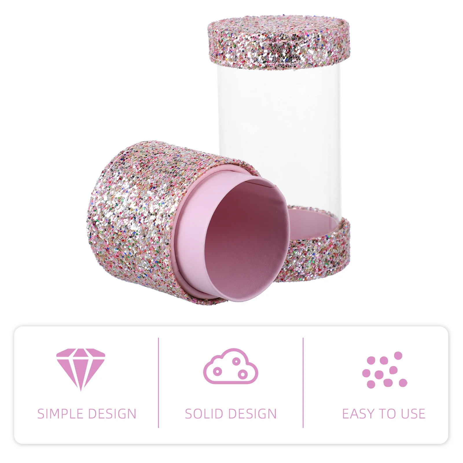 Two-Cup Glitter Makeup Box Organizer for Makeup Brushes and Cosmetics Storage Holds Medium Small Tools Portable Beauty