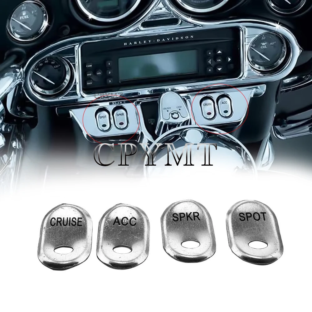 

New Motorcycle Rocker Panel Chrome Switch Button Covers Fit For Harley Touring Road Glide FLHT FLTR FLHX FLHTC 1996-2013