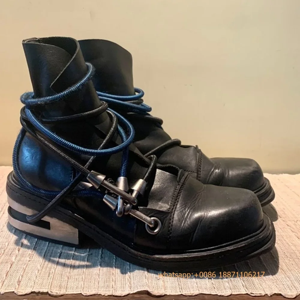 Round Toe Metal Heel Women\'s Boots 2024 Autumn Retro Sports Casual Punk Motorcycle Boots Fashion Rope Wrapped Street Short Boots