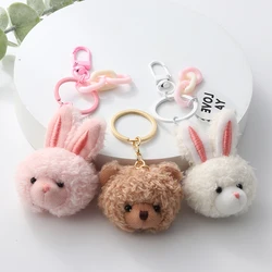 Cute Plush Keychains Lovely Rabbit Bear Animals Key Rings For Women Girls Friendship Gift Handbag Decoration Handmade Jewelry