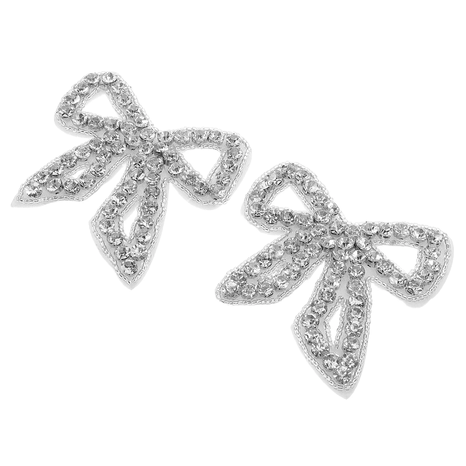 

2 Pcs Bow Patch Clothing Beaded Bowknot Patches Non-woven Fabric Embellishments