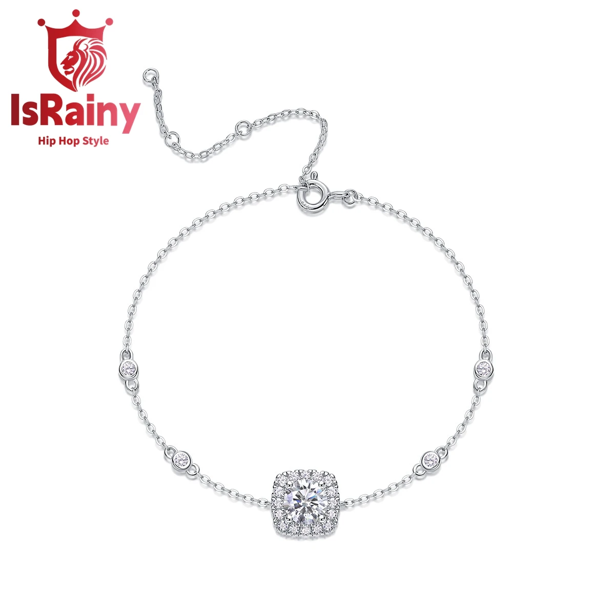 

IsRainy Hip Hop Rock 100%925 Sterling Silver Round Cut VVS1 D Real GRA Moissanite Diamonds Tennis Chain Bracelets Fine Jewelry