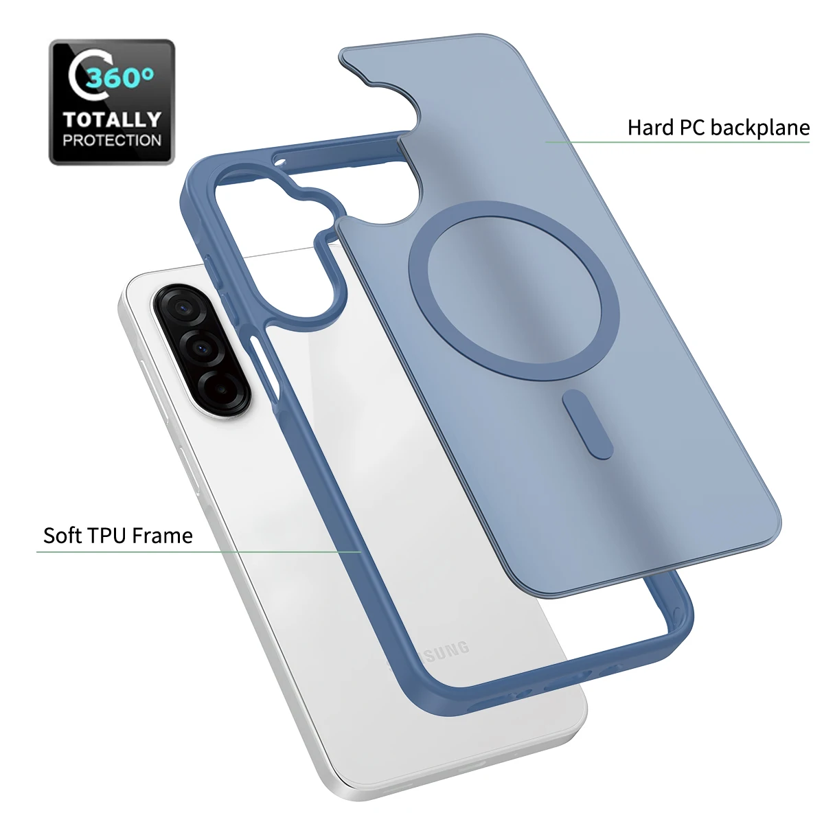 Für Galaxy A17 5G Matte Magnetische Hülle, Kompatibel mit MagSafe, Fallschutz, Schlanke Durchsichtige Abdeckung für Samsung Galaxy A16, A26 – Detail 11
