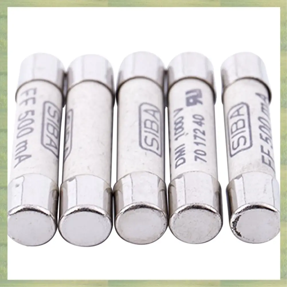 

N15R-10 Pcs Silver+White Ceramics 1000V 500MA 6.3 X 32Mm White Fuse For Multimeter 3 X 0.5 X 0.5Cm