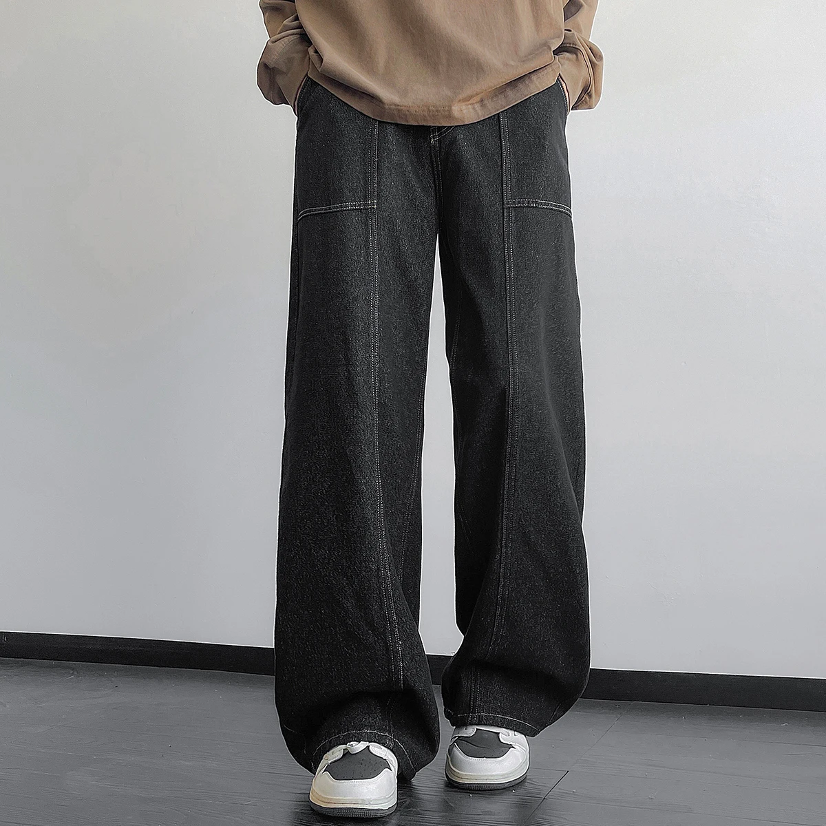2026 Autumn New Style Men's Fashion Casual Retro Multi-Functional Patchwork Straight Denim Pants