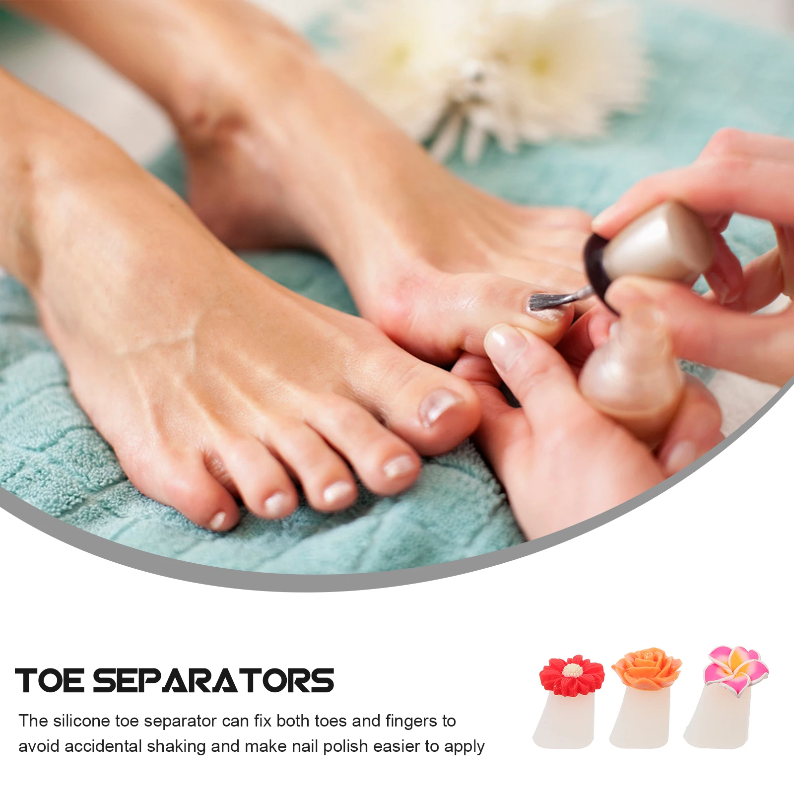

24 Pcs Toe Separator Soft Comfortable Reusable Silicone Nail Supplies Pedicure Tools Flower Design Decorative Toe Spacers For