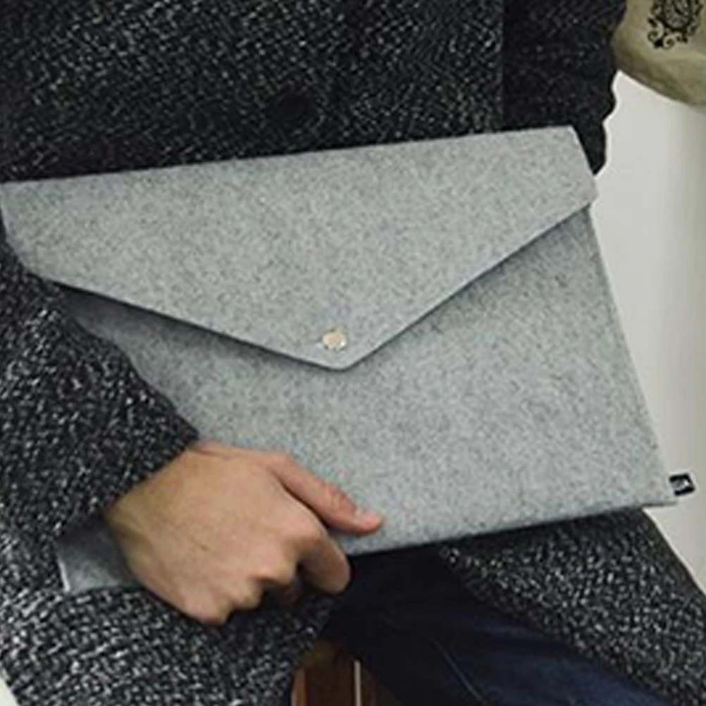 

2 pcs File Felt Material Large Capacity Document Folder Document Storage Office School Business Data Portable Holder