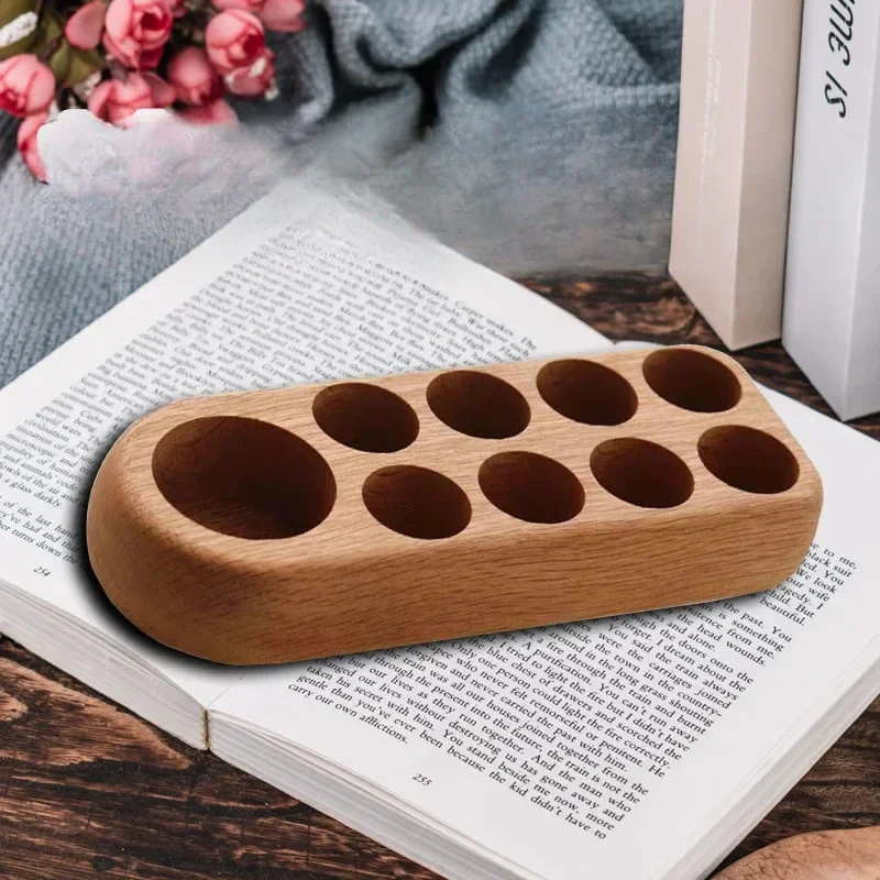 Wooden Essential Oil Display Rack 9-Slot Perfume Bottles Organizer Nail Holder Tray for Salon 5ml 10ml