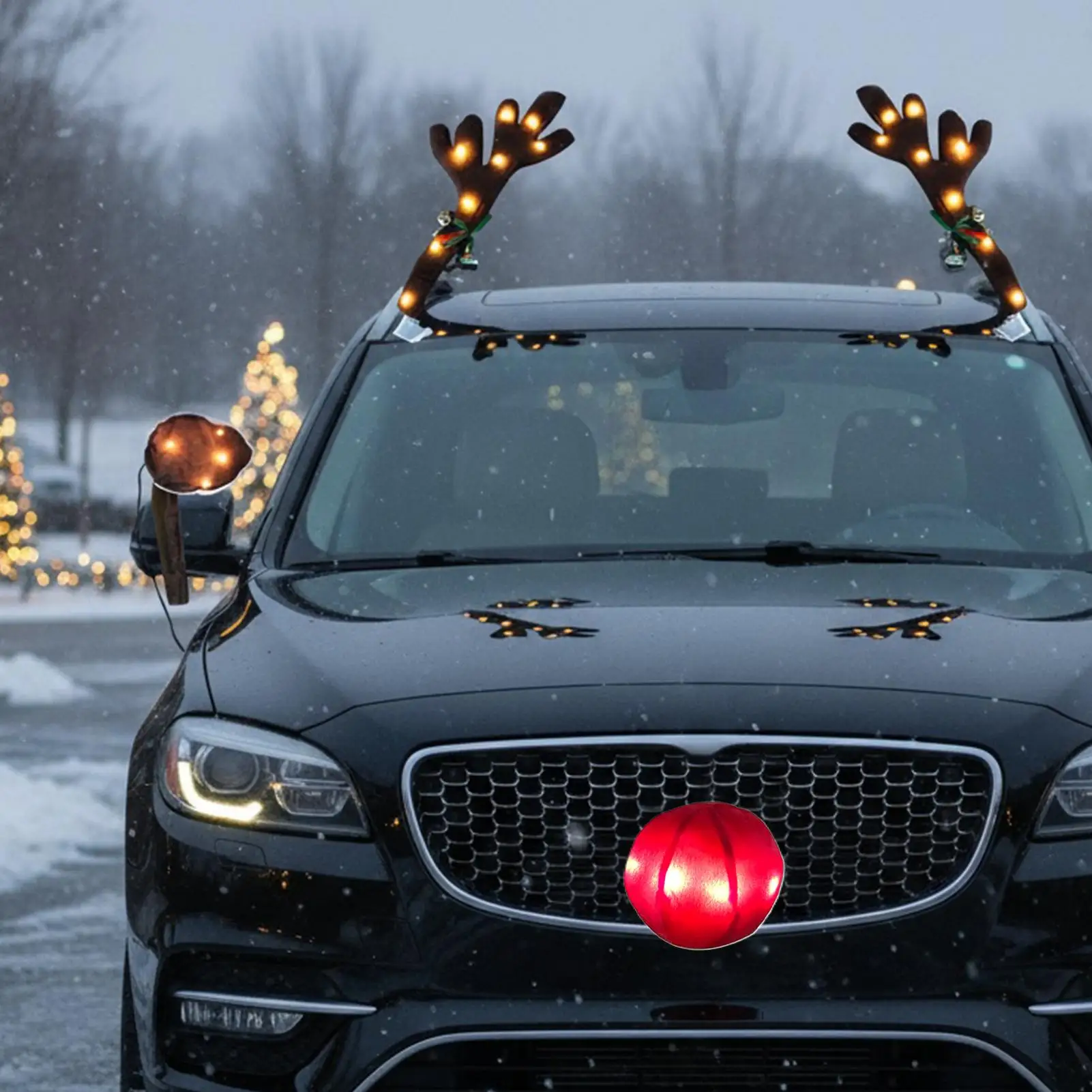 Reindeer Antler For Cars Festive Decoration With LED Lights Reindeer Christmas Decoration For Holiday Van Party Seasonal