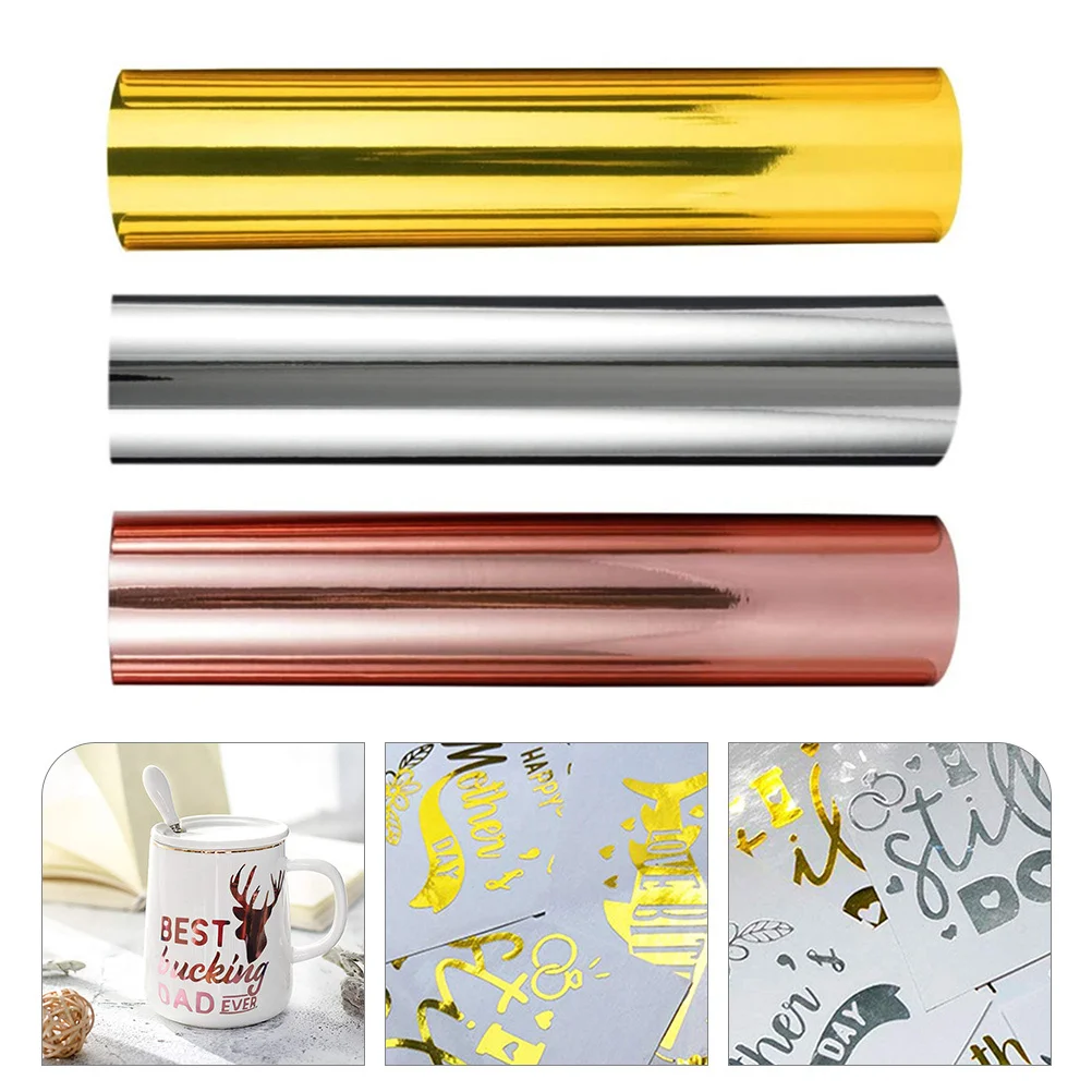 

3 Rolls Adhesive Vinyl Film For Crafts Diy Permanent Vinyl Bundle Self-Adhesive For T-Shirts Cups Glass Fabric
