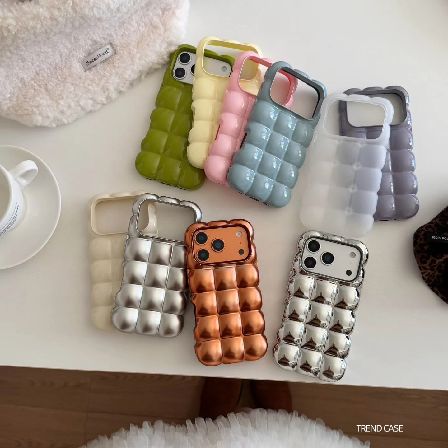

3D Block Lattice Solid color simple Plating Phone case For iPhone 16 15 14 13 11 Pro Max 17 Pro Case Cute Luxury Soft Cover