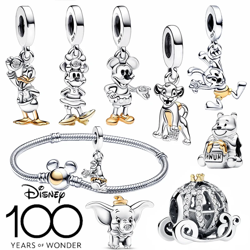 

Disney 925 Silver Anniversary Serie Pendant beads，Fit Necklace Bracelet DIY Birthday Festival Women's Fine Party Surprise Gifts
