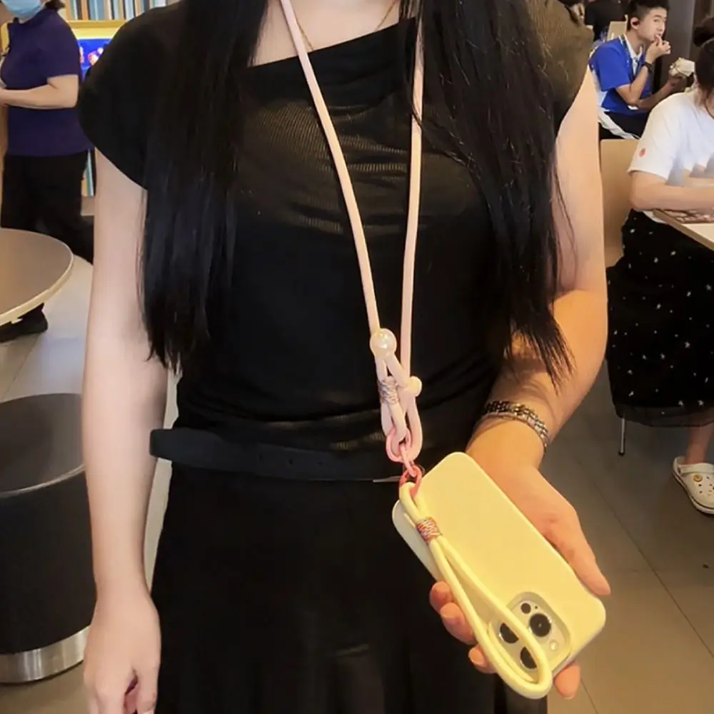 Chain Rope Mobile Phone Back Clip Holder Back Clamp Rope Endant Decor Phone Back Clip Bracket 2 in 1 Adjustable