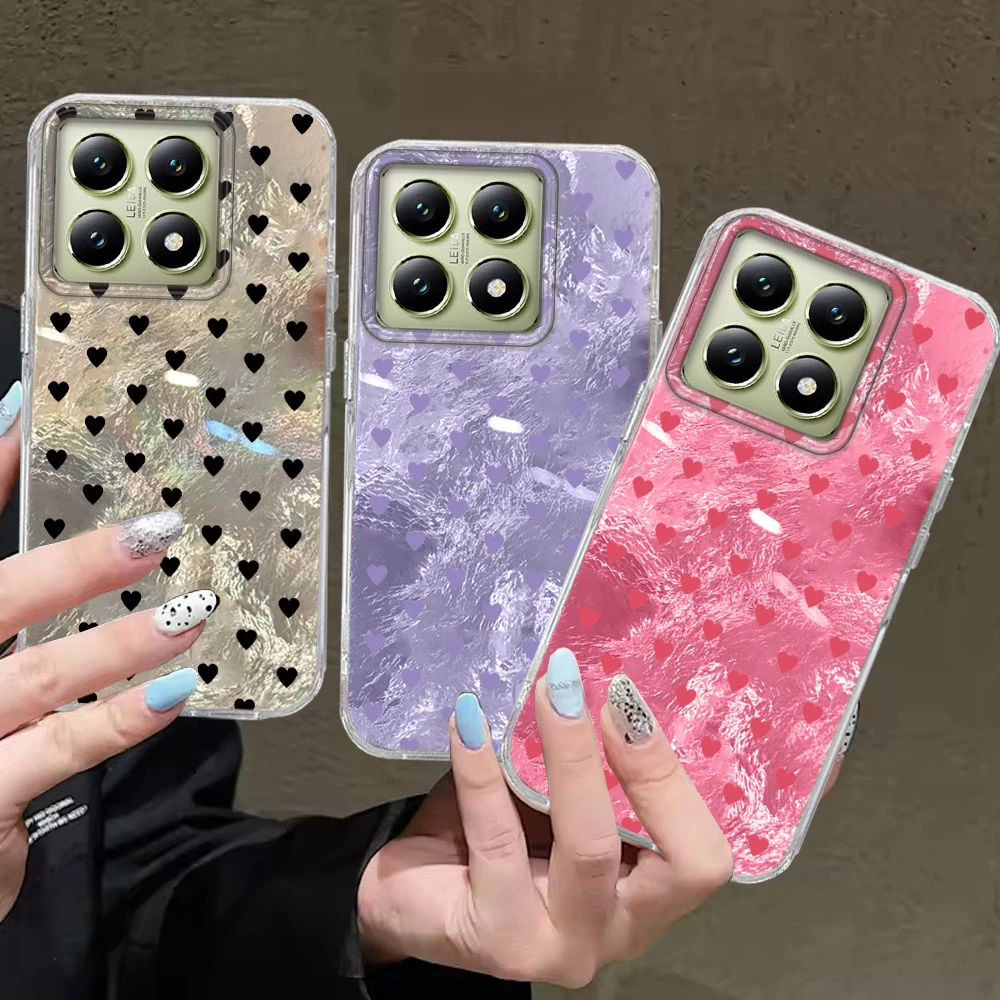 Bunte schwarze Liebe Herz Mädchen Frauen für Xiaomi 14T 13T Pro 11 Lite NE Poco X5 X6 X7 M6 C65 C61 M5S Telefon Fall Shell Soft Cover