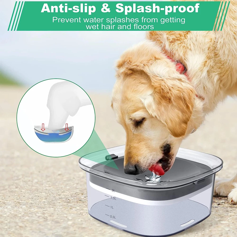 2L Large Capacity Dog Water Bowl Anti-splash Floating Dog Drinking Water Bowls for pet Cat Dog Slow Feeder water Dispenser bowl